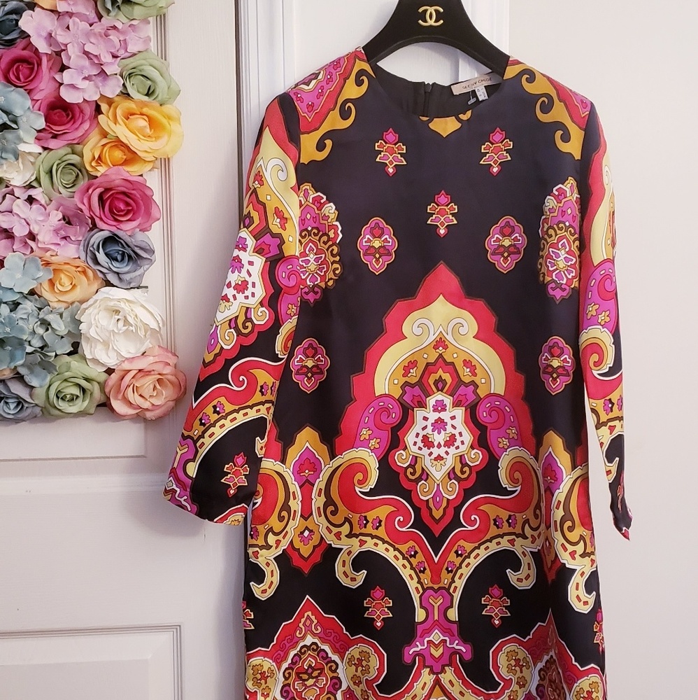 See By Chloe Red and Black Sheath Cocktail Dress